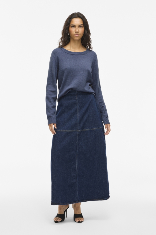 VIRIL O-NECK L/S KNIT TOP - NOOS 14054177 VINTAGE INDIGO/ DARK MELAN